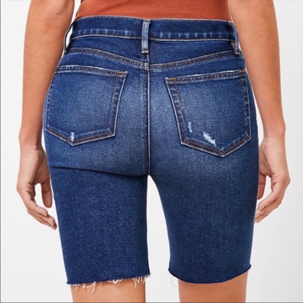 LOFT Frayed Denim High Waist Bike Short NEW!